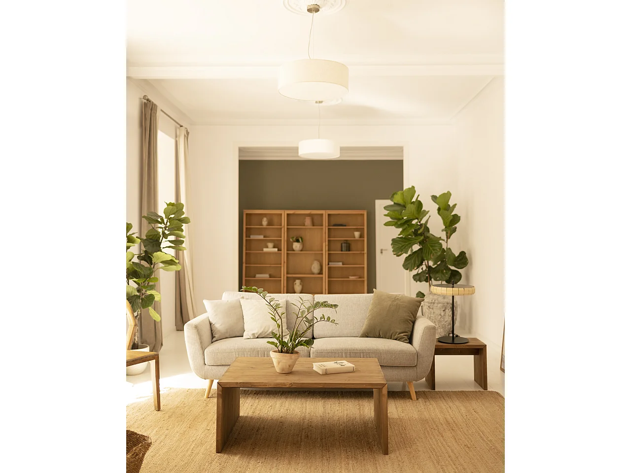 Tavolo basso rettangolare in legno massello in tono rovere scuro 109,4x45cm - TELVA - DECOWOOD