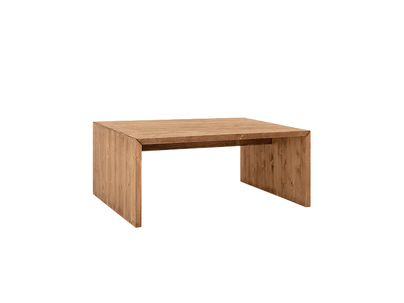 Mesa de centro rectangular grande de madera de abeto Decowood en color natural de 109,4x59x74cm - TELVA - DECOWOOD