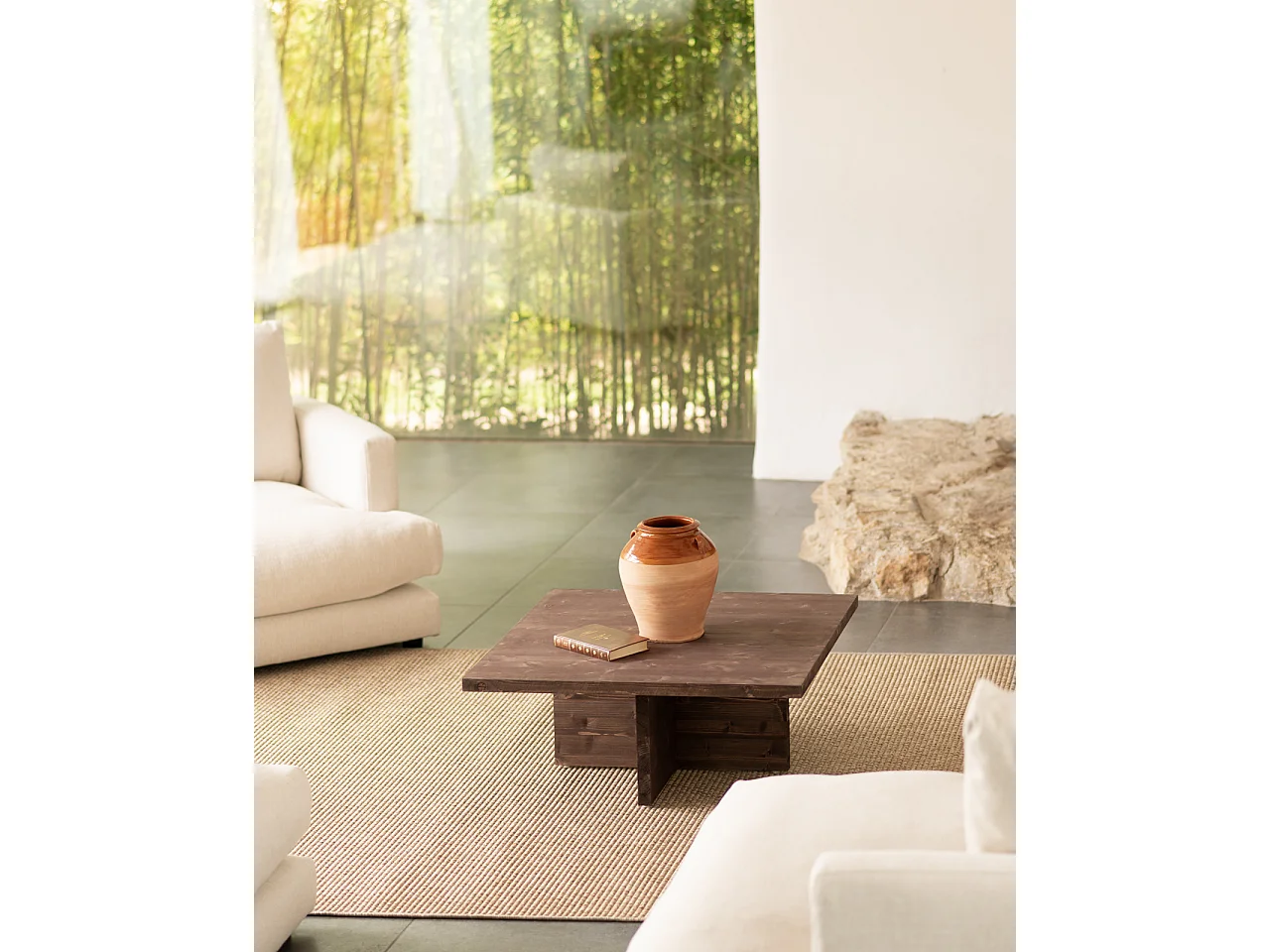 Table basse carrée en bois massif ton marron de 80x33,22cm - TENA - DECOWOOD