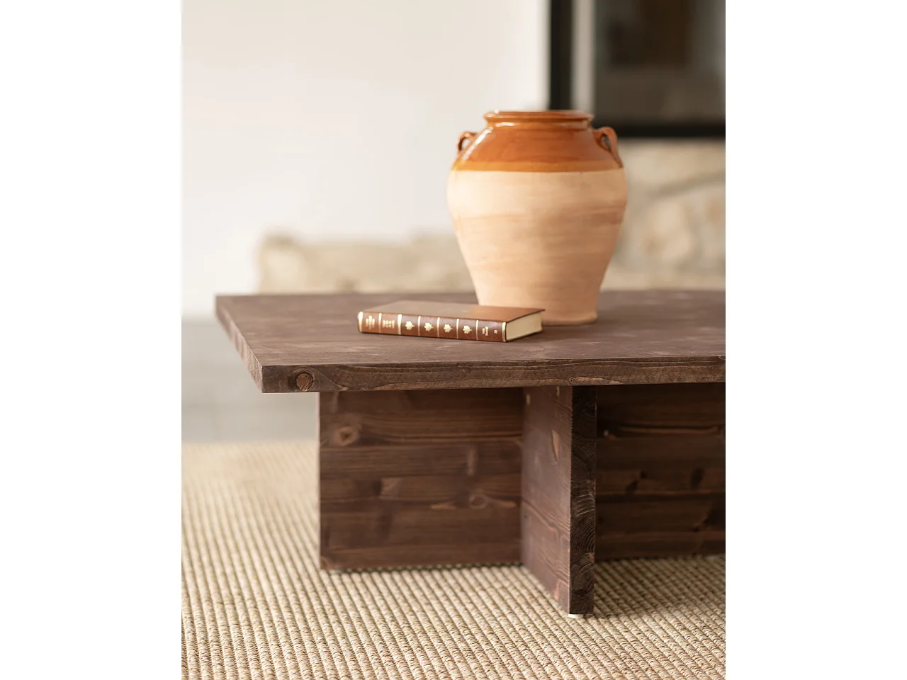 Table basse carrée en bois massif ton marron de 80x33,22cm - TENA - DECOWOOD