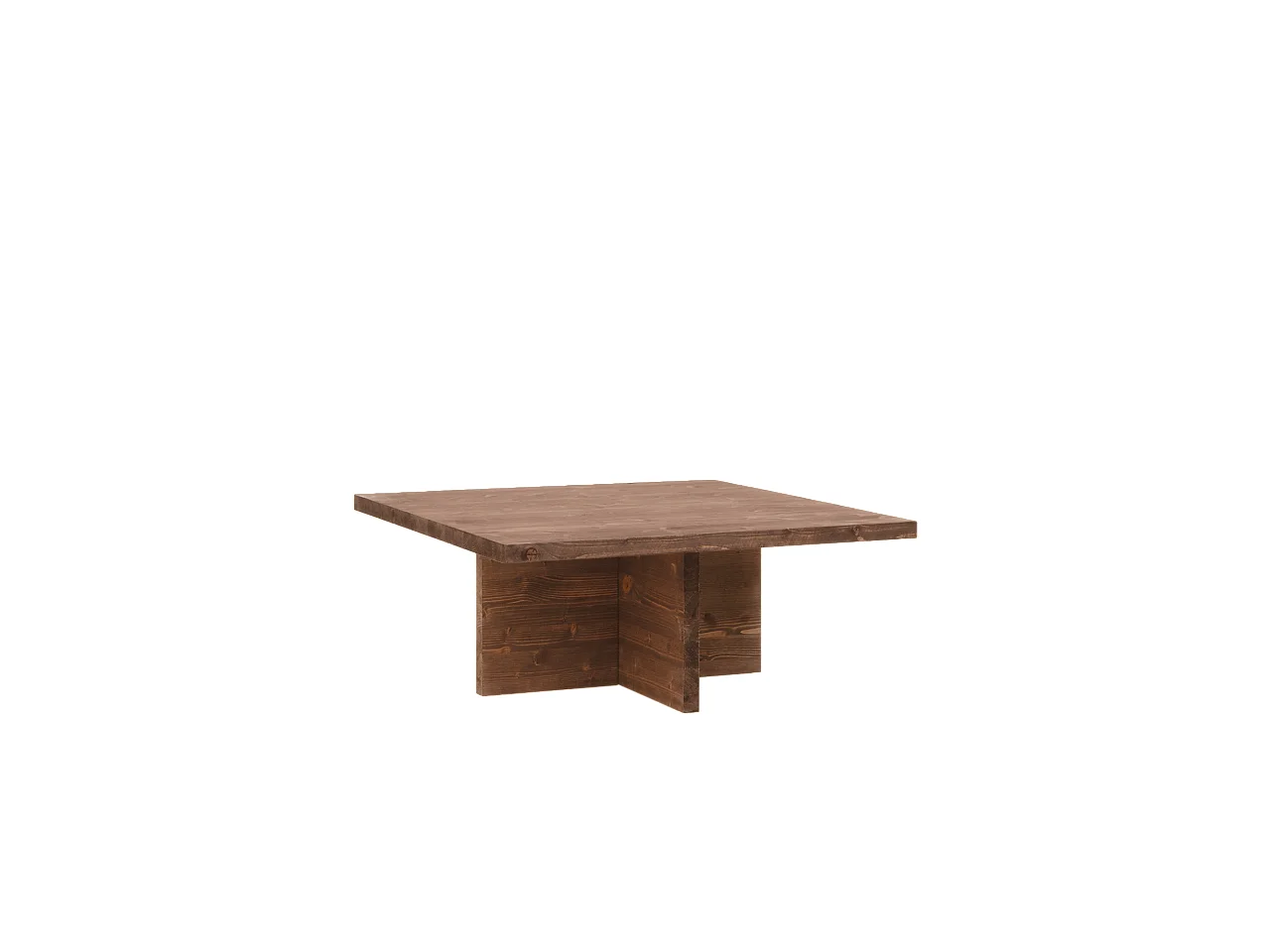Mesa de centro cuadrada de madera maciza en tono nogal de 80x33,22cm - TENA - DECOWOOD
