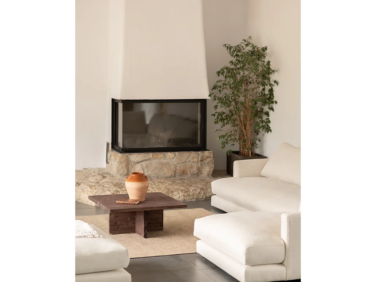 Tavolino quadrato in legno massiccio colore noce 80x33,22cm - TENA - DECOWOOD