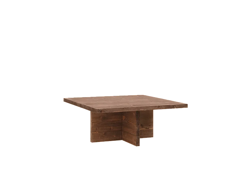 Table basse carrée en bois massif ton marron de 80x33,22cm - TENA - DECOWOOD