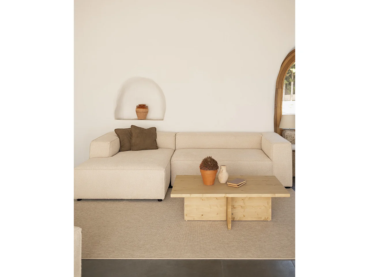 Mesa de centro de madera maciza en tono roble medio de 120x40cm - TENA - DECOWOOD