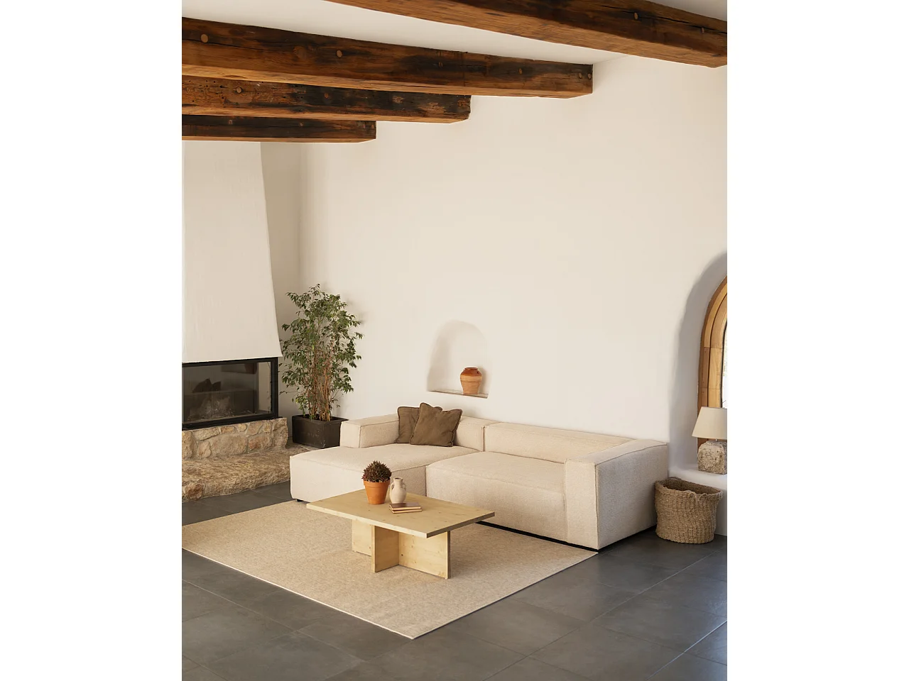 Tavolino in legno massiccio colore marrone chiaro 120x40cm - TENA - DECOWOOD