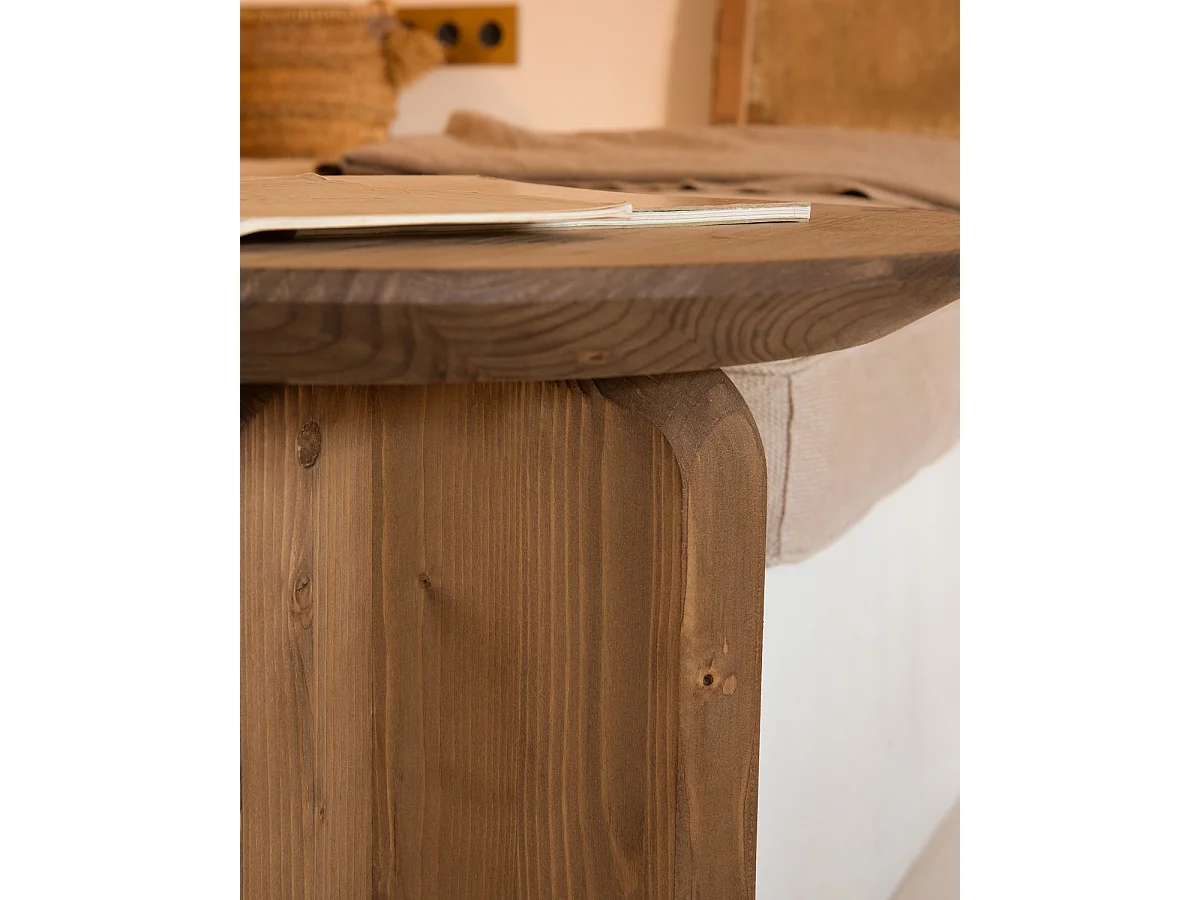 Tavolino ausiliario in legno massello in tono rovere scuro 45x50cm - BLOOM - DECOWOOD