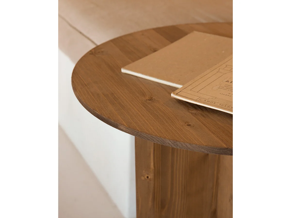 Tavolino ausiliario in legno massello in tono rovere scuro 45x50cm - BLOOM - DECOWOOD