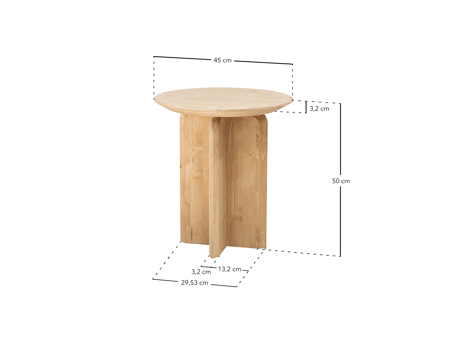 Table d'appoint en bois de sapin vieilli 50x45cm - BLOOM - DECOWOOD