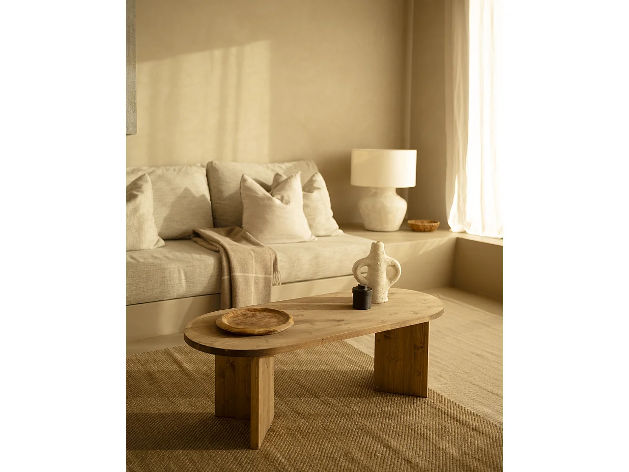 Mesa de centro de madera maciza en tono roble oscuro de 120cm - OSAKA - DECOWOOD