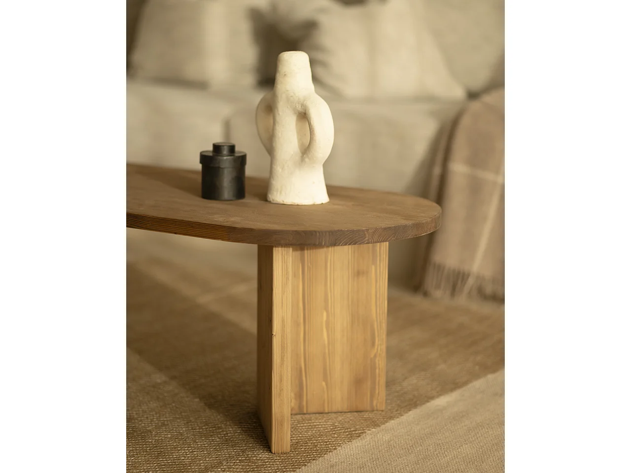 Mesa de centro de madera maciza en tono roble oscuro de 120cm - OSAKA - DECOWOOD