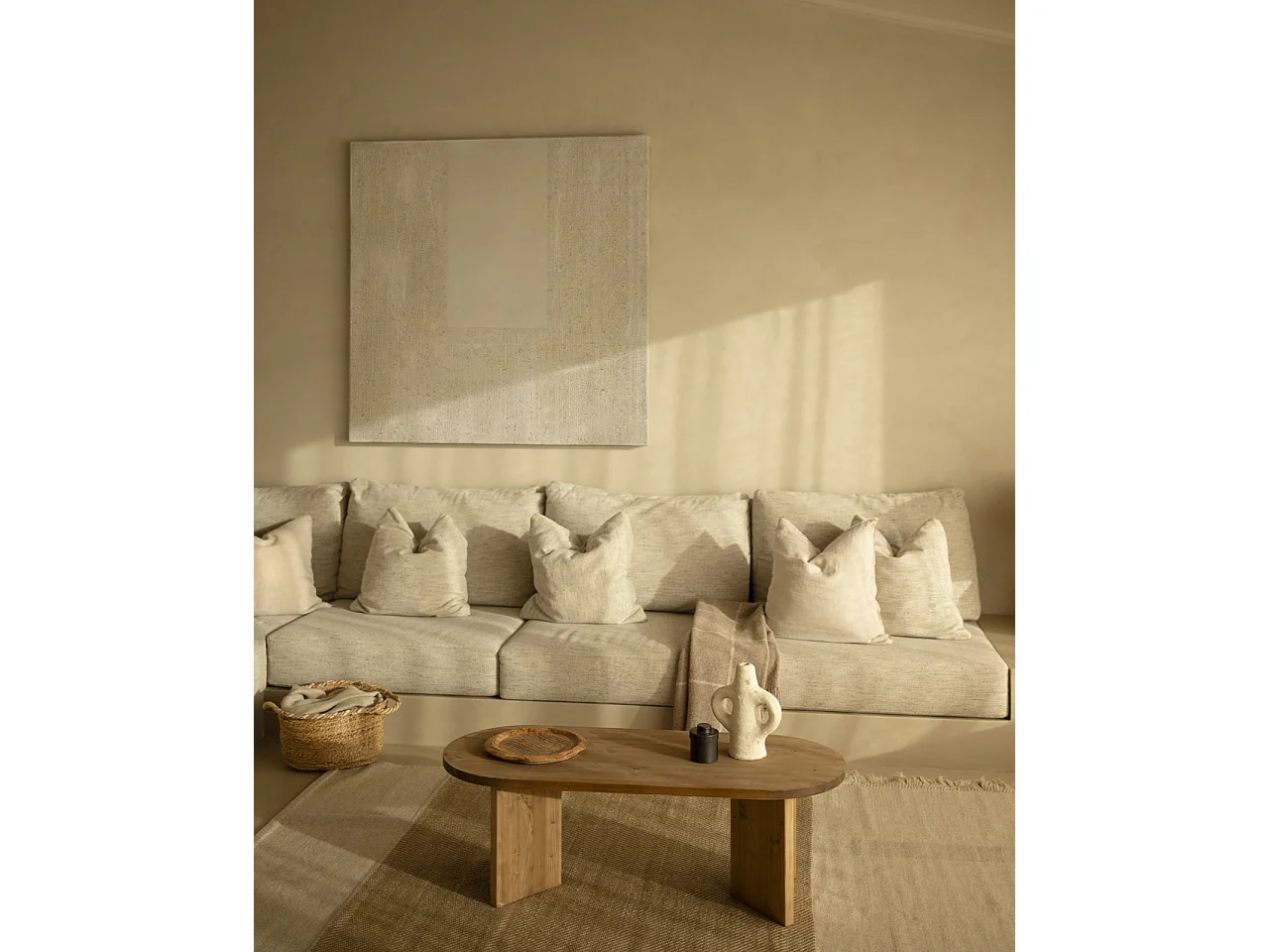 Mesa de centro de madera maciza en tono roble oscuro de 120cm - OSAKA - DECOWOOD