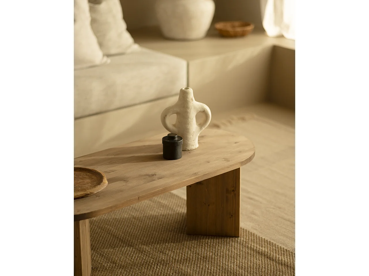 Mesa de centro de madera maciza en tono roble oscuro de 120cm - OSAKA - DECOWOOD