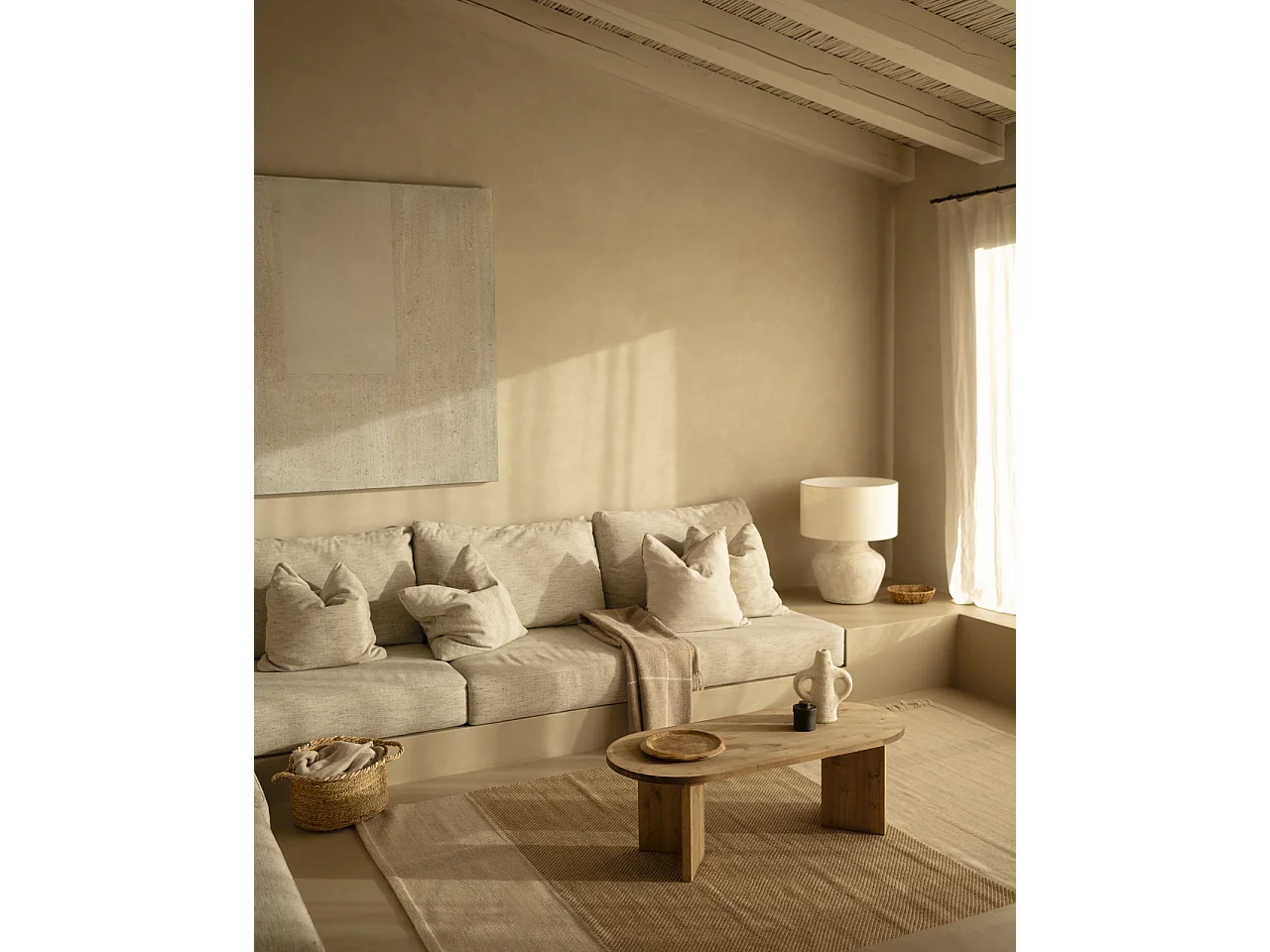 Mesa de centro de madera maciza en tono roble oscuro de 120cm - OSAKA - DECOWOOD