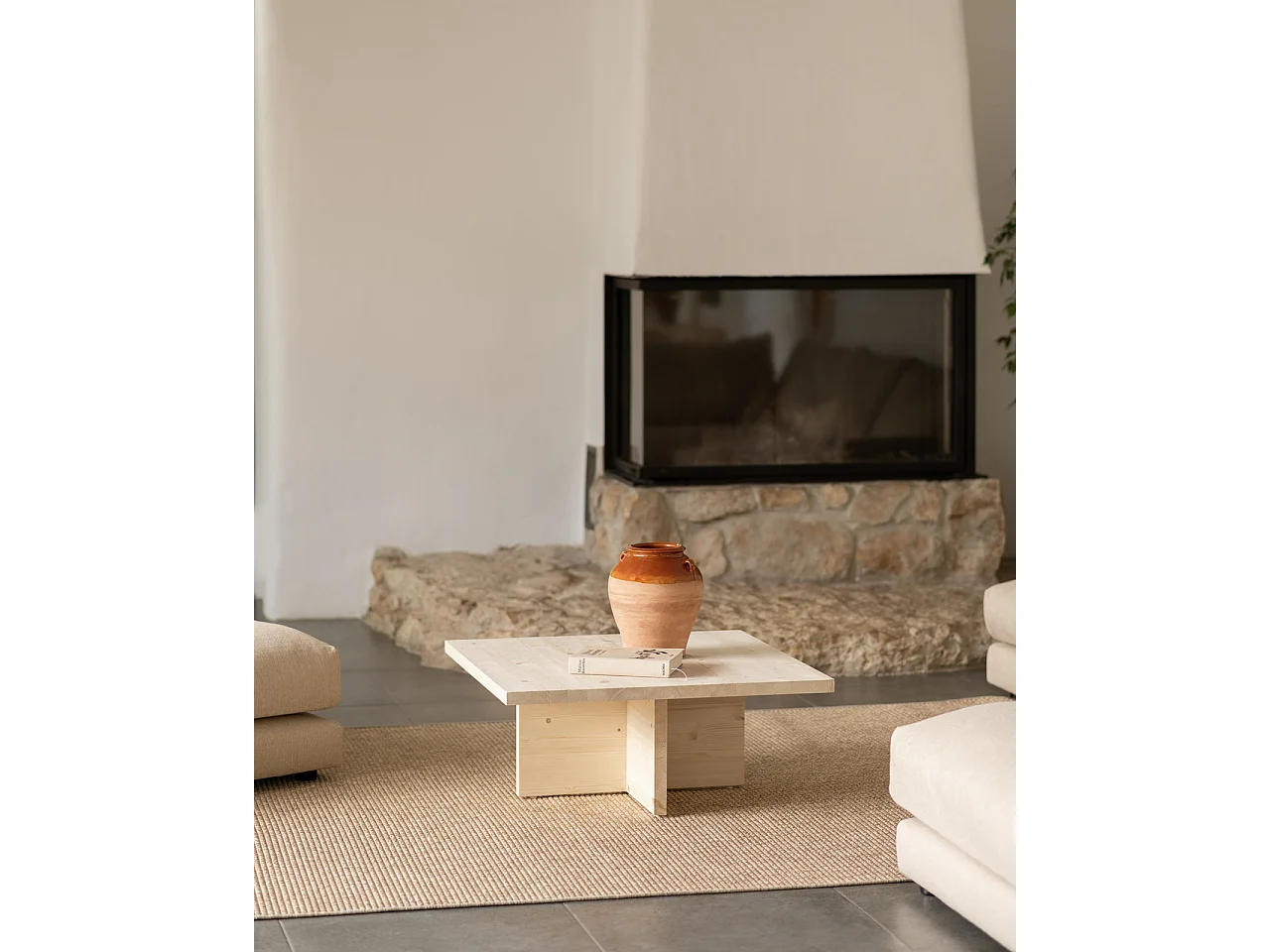 Tavolino quadrato in legno massiccio colore naturale 80x33,22cm - TENA - DECOWOOD