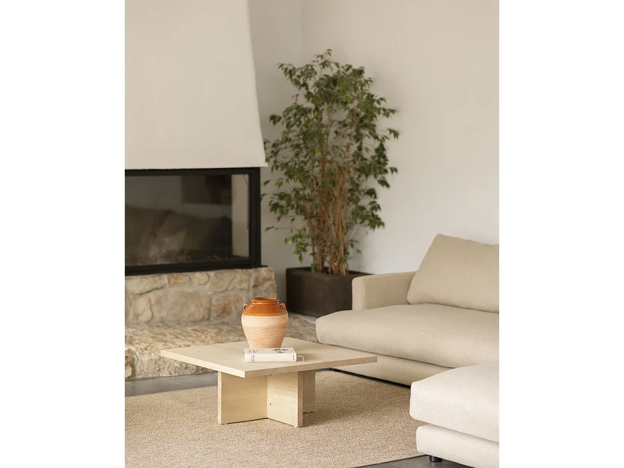 Tavolino quadrato in legno massiccio colore naturale 80x33,22cm - TENA - DECOWOOD