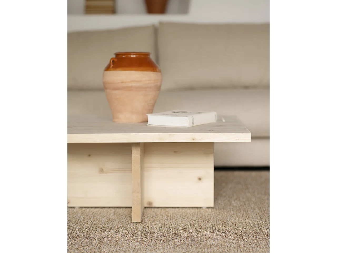 Tavolino quadrato in legno massiccio colore naturale 80x33,22cm - TENA - DECOWOOD