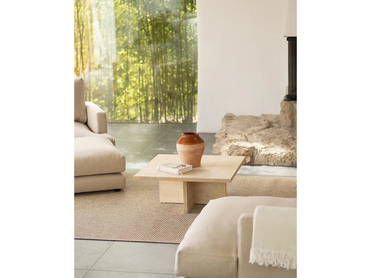 Tavolino quadrato in legno massiccio colore naturale 80x33,22cm - TENA - DECOWOOD