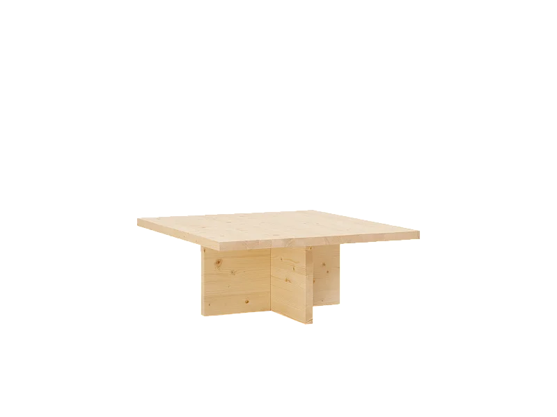 Mesa de centro cuadrada de madera maciza en tono natural de 80x33,22cm - TENA - DECOWOOD