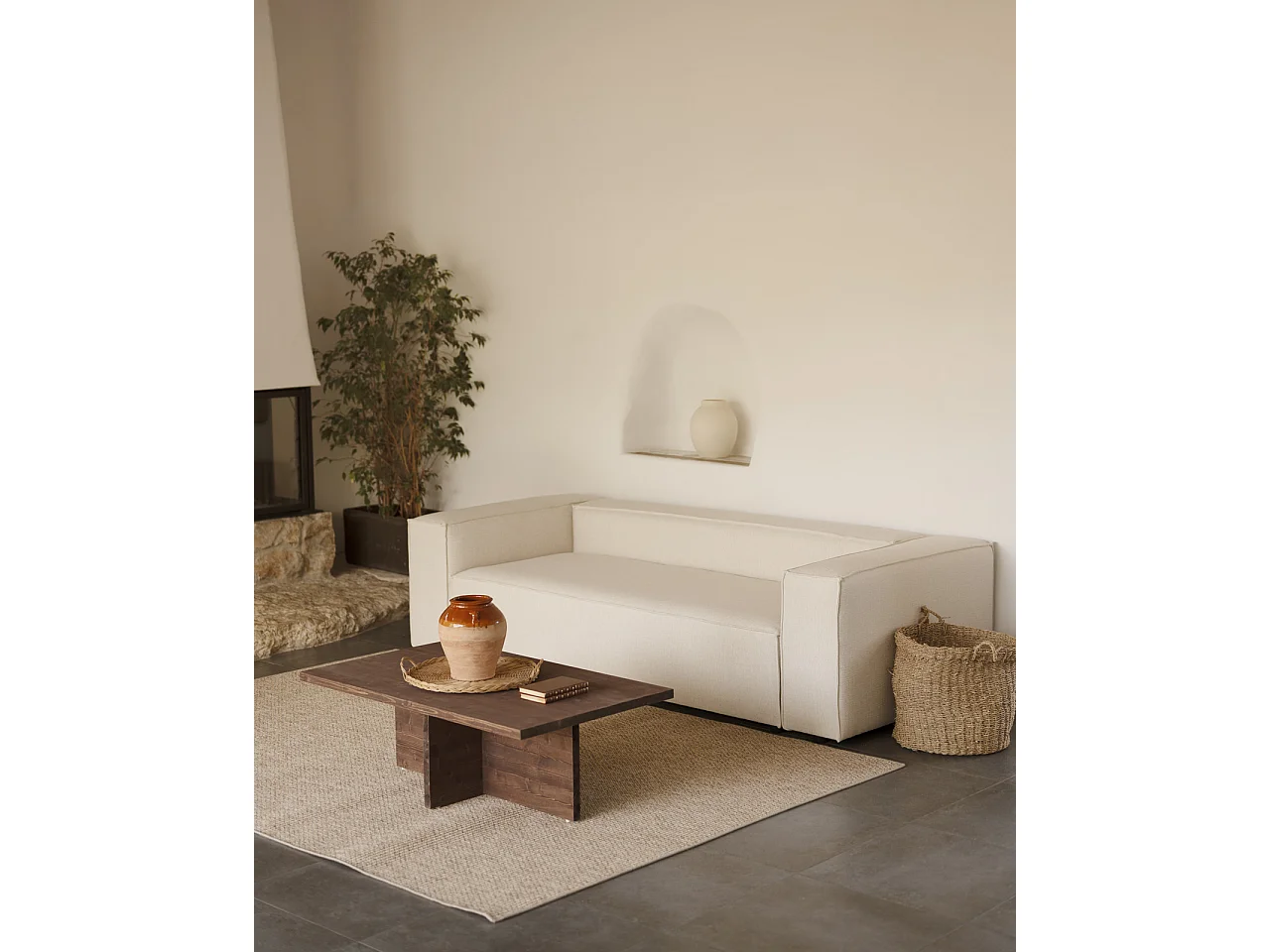 Tavolino in legno massiccio colore noce 120x40cm - TENA - DECOWOOD