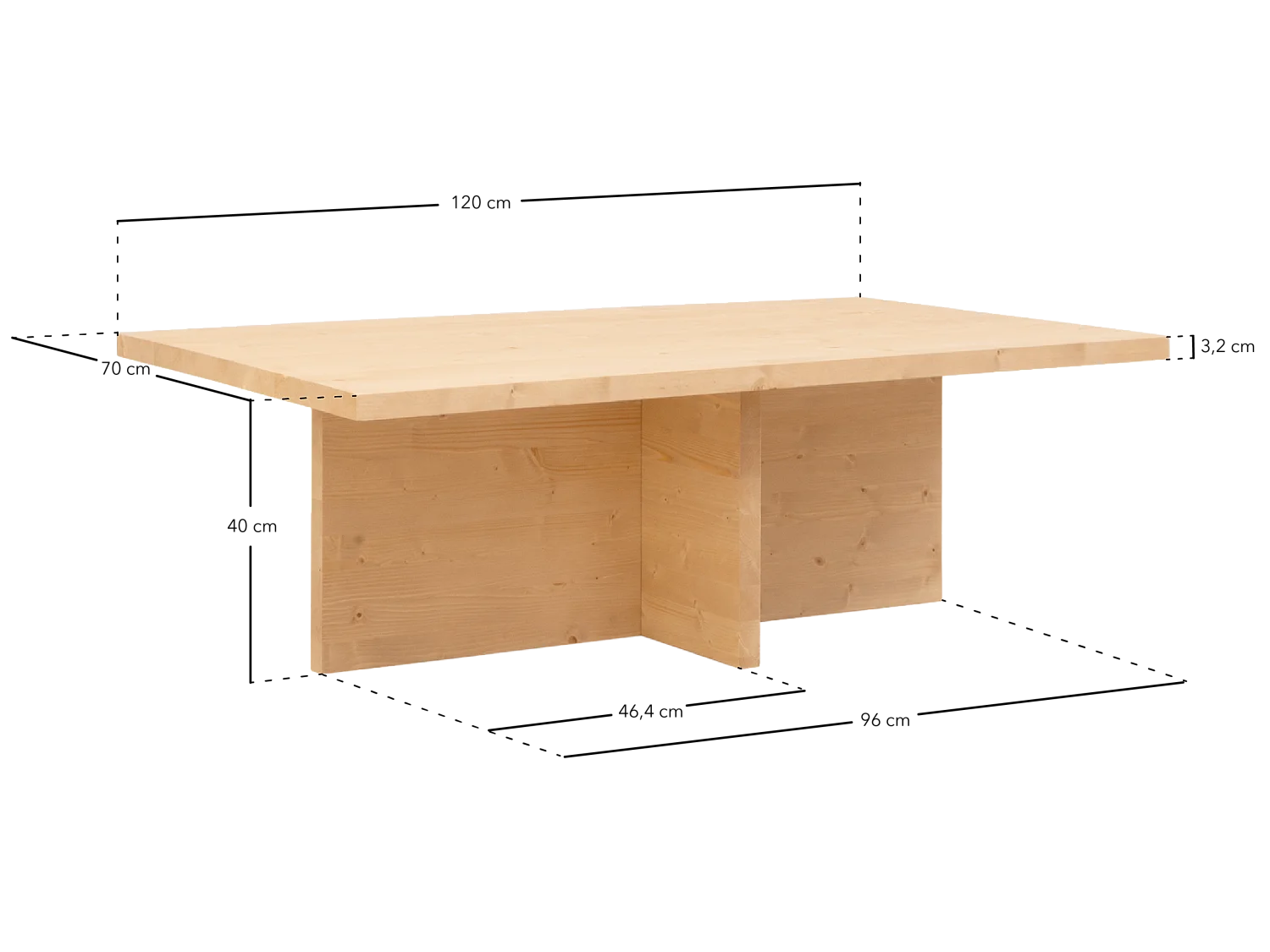 Tavolino in legno massiccio colore noce 120x40cm - TENA - DECOWOOD