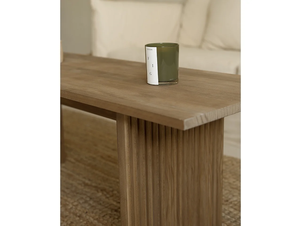 Tavolo basso rettangolare in legno massello in tono rovere scuro 120x45cm - BALI - DECOWOOD