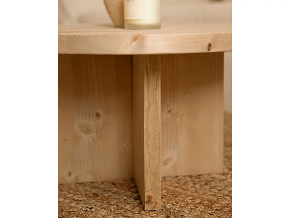 Kit de 2 mesas de centro redondas de madera de abeto Decowood en color roble medio de Ø60cm - TOKYO y Ø80cm - TOKYO - DECOWOOD