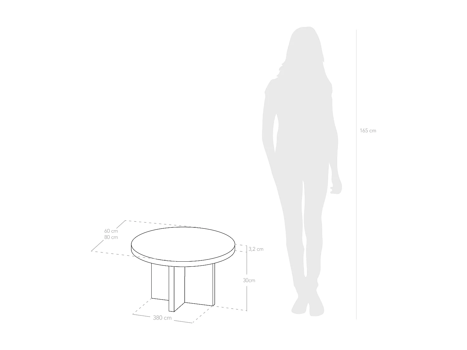 Kit de 2 mesas de centro redondas de madera de abeto Decowood en color roble medio de Ø60cm - TOKYO y Ø80cm - TOKYO - DECOWOOD