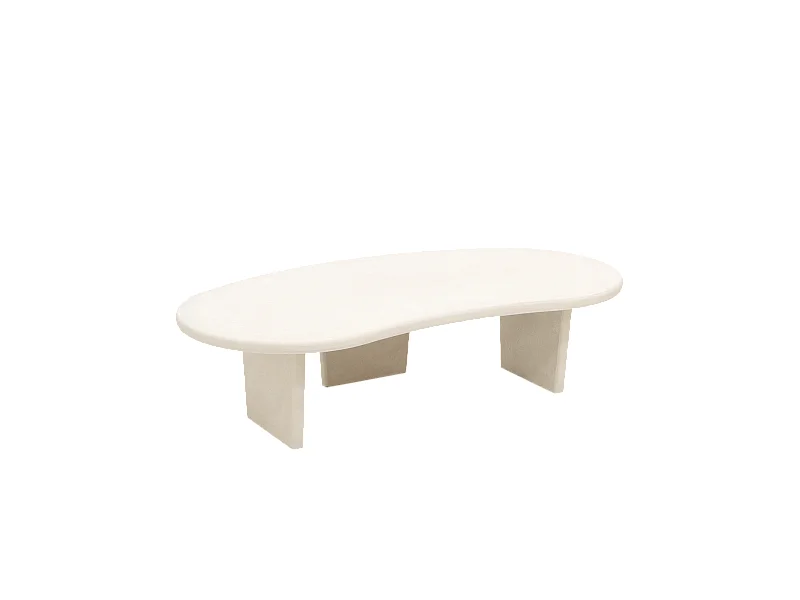 BIMBA - Tavolo basso in microcemento in tono bianco rotto 120x30cm - BIMBA - DECOWOOD