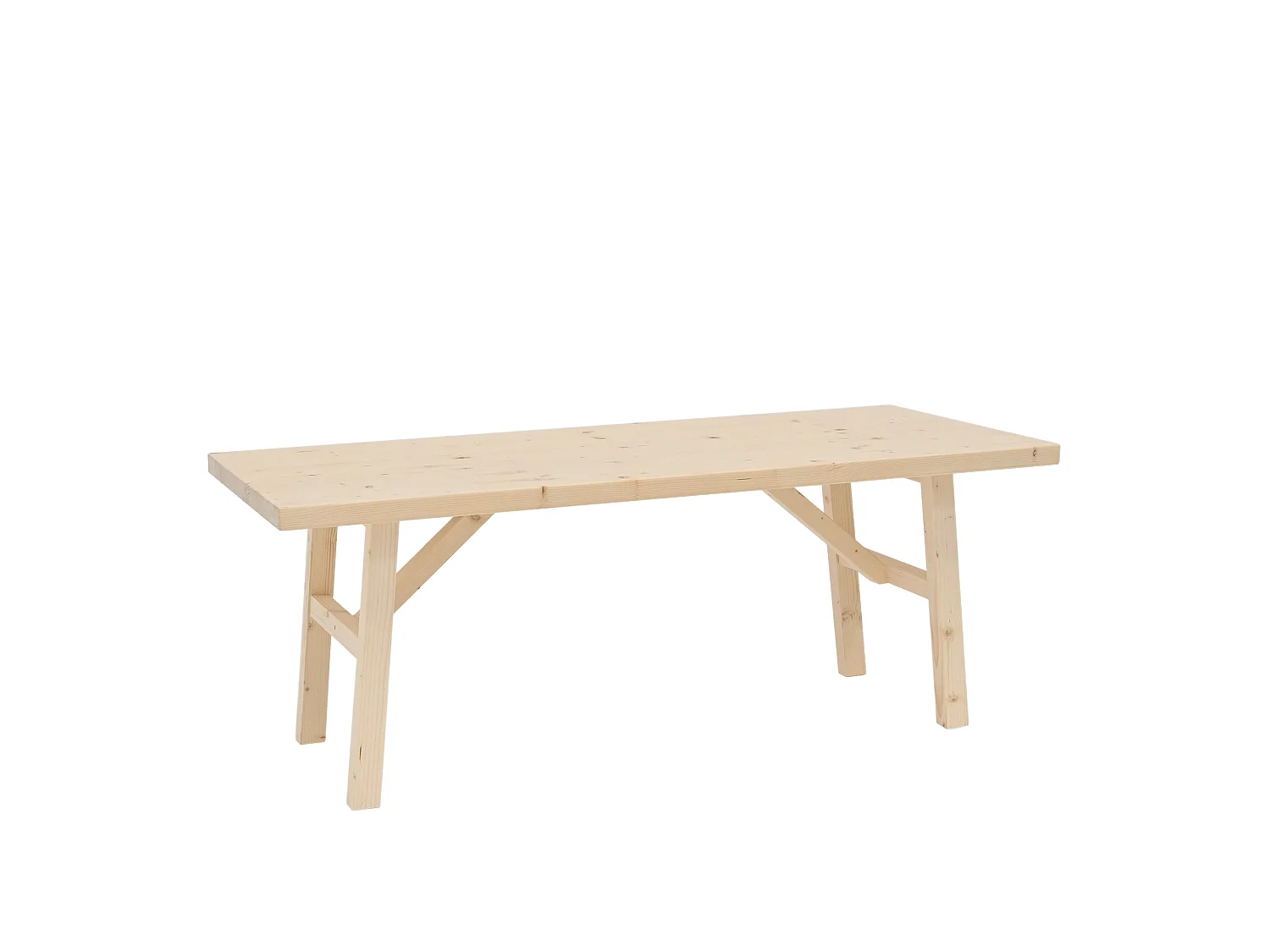 Tavolo basso rettangolare in legno massello in tono naturale 120x45cm - SIEP - DECOWOOD