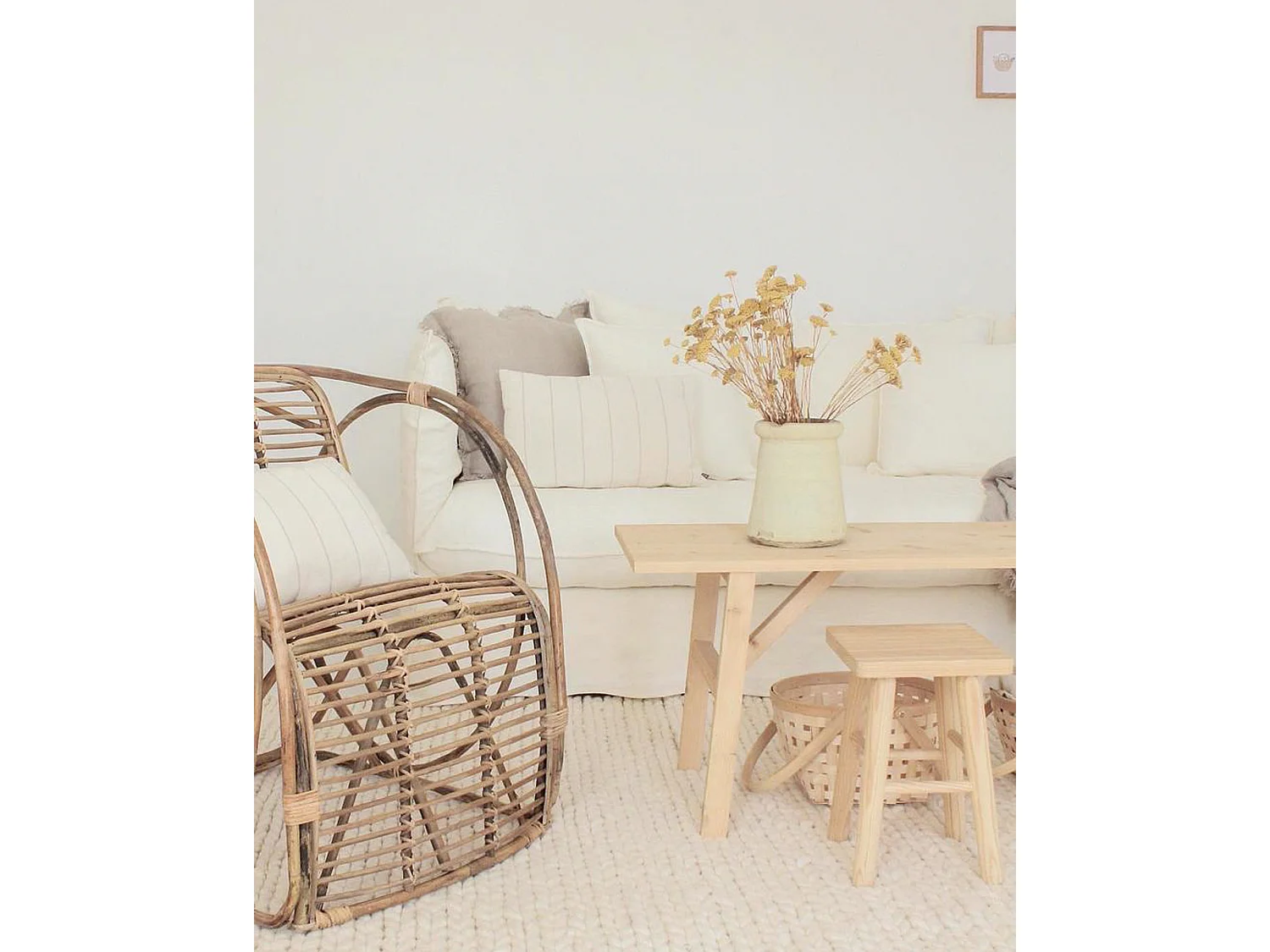 Mesa de centro rectangular de madera de abeto Decowood en color natural de 120x50cm - SIEP - DECOWOOD