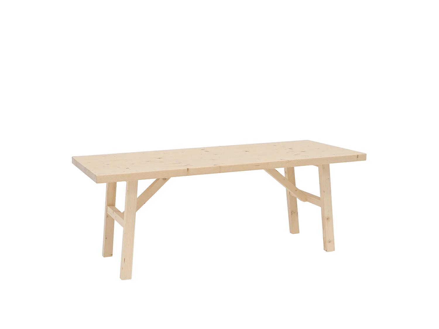 Tavolo basso rettangolare in legno massello in tono naturale 120x45cm - SIEP - DECOWOOD