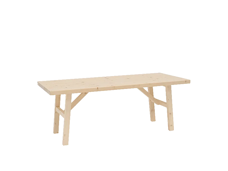 Tavolo basso rettangolare in legno massello in tono naturale 120x45cm - SIEP - DECOWOOD