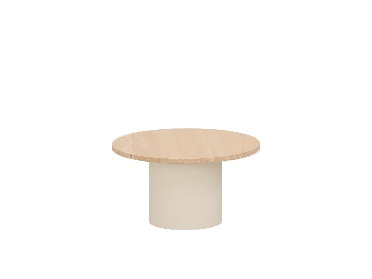 Table basse ronde en marbre travertin avec pieds en microciment teinte beige 30x60cm - LUCÍA - DECOWOOD