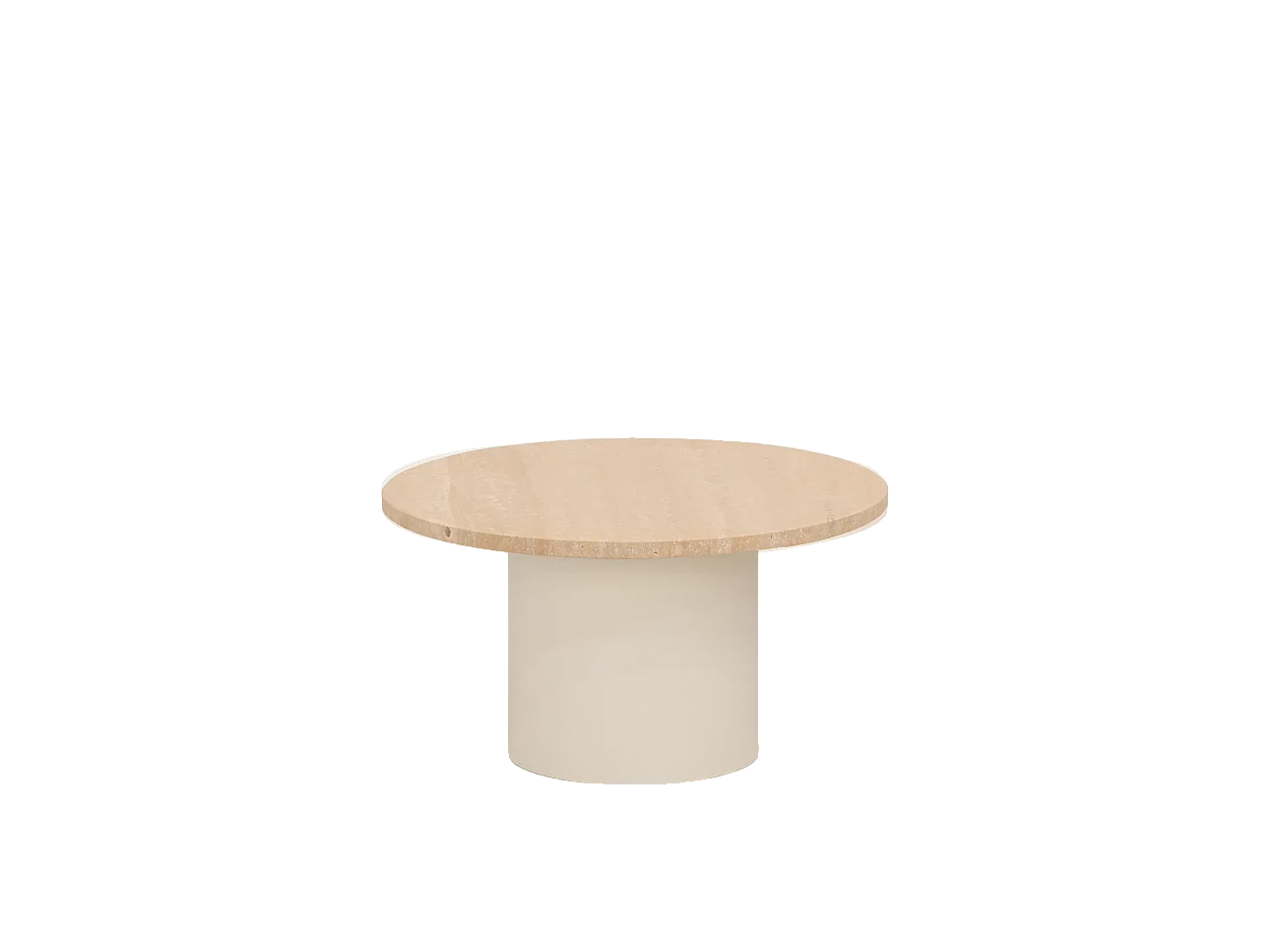 Table basse ronde en marbre travertin avec pieds en microciment teinte beige 30x60cm - LUCÍA - DECOWOOD
