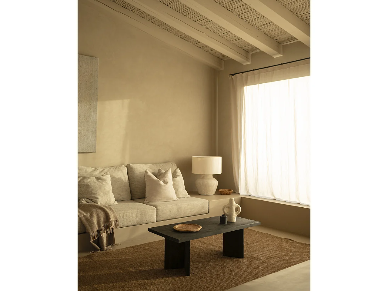 Tavolo basso in legno massello in tono nero 120x40cm - KYOTO - DECOWOOD