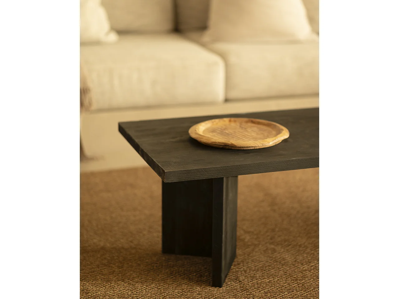 Tavolo basso in legno massello in tono nero 120x40cm - KYOTO - DECOWOOD