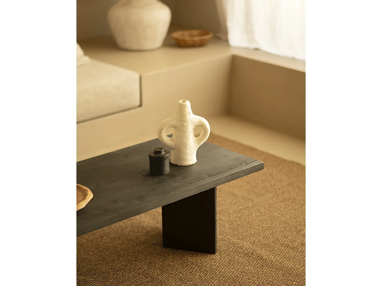 Tavolo basso in legno massello in tono nero 120x40cm - KYOTO - DECOWOOD