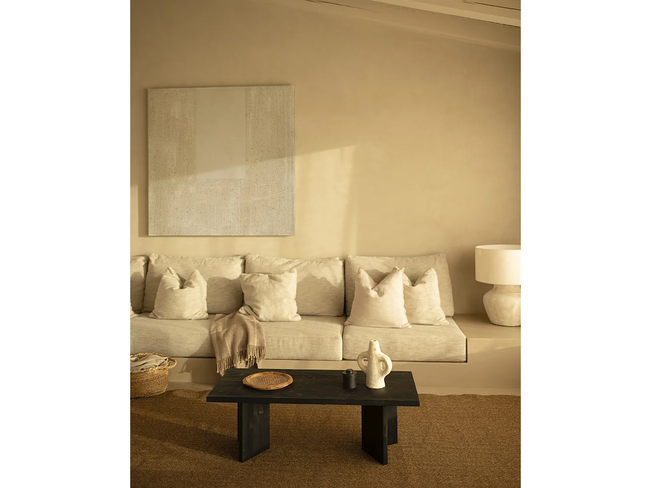 Tavolo basso in legno massello in tono nero 120x40cm - KYOTO - DECOWOOD