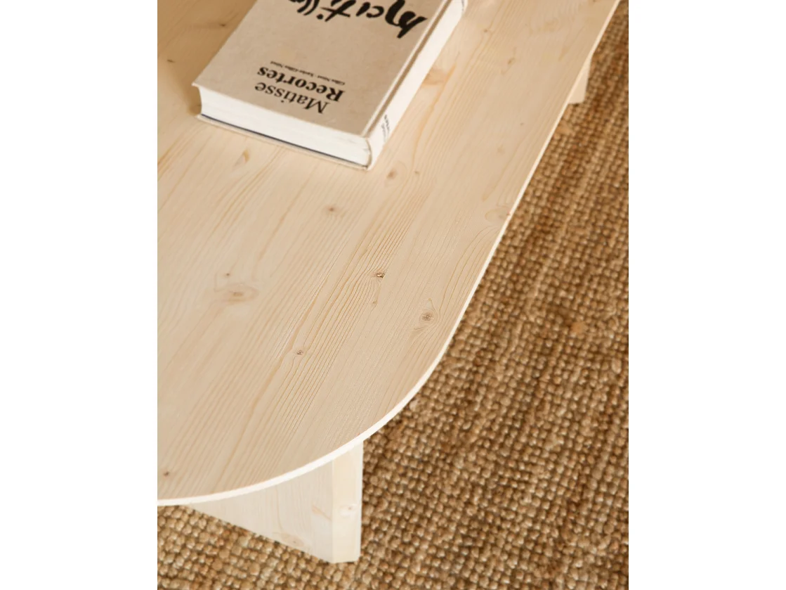 Mesa de centro ovalada de madera de abeto Decowood en color natural de 100x35cm - BLOOM - DECOWOOD