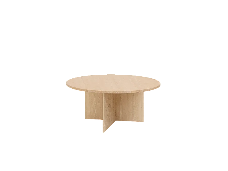 Mesa de centro redonda de mármol travertino DECOWOOD de Ø60x40cm - TOSCANA - DECOWOOD
