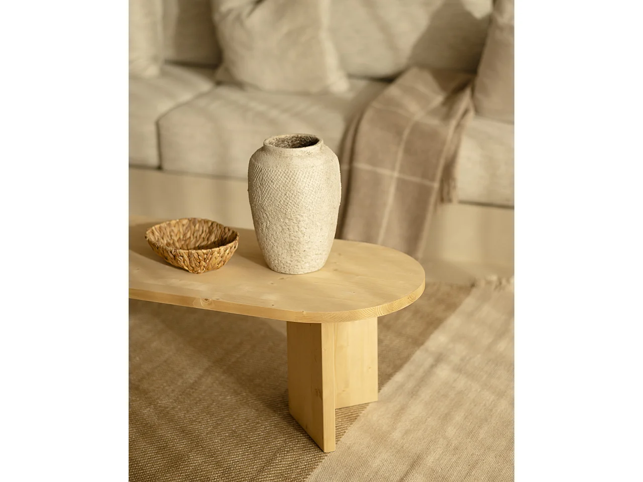 Table basse en bois de sapin marron 120x40cm - OSAKA - DECOWOOD
