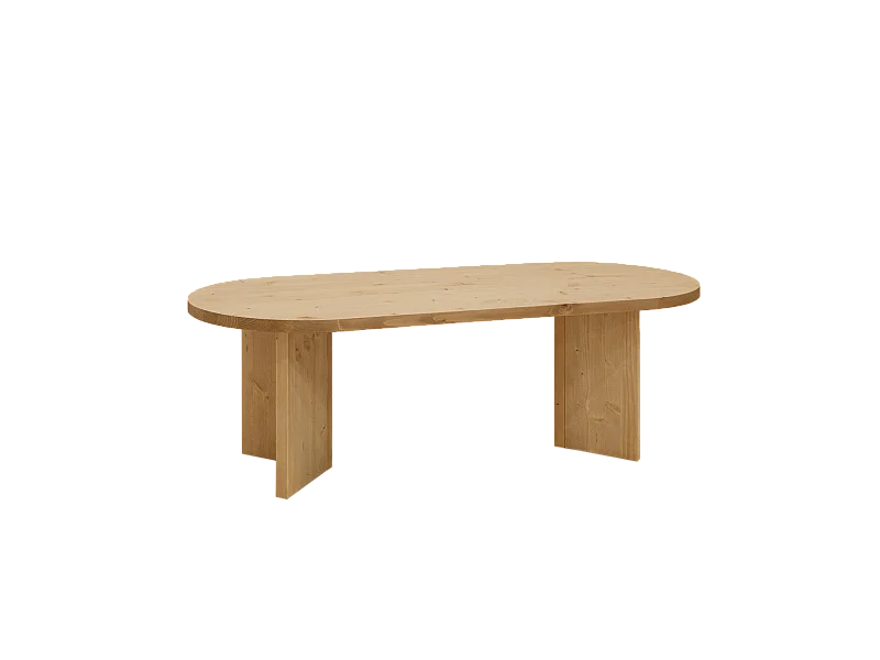 Tavolo basso rotondo in legno massello in tono rovere medio 120x40cm - OSAKA - DECOWOOD