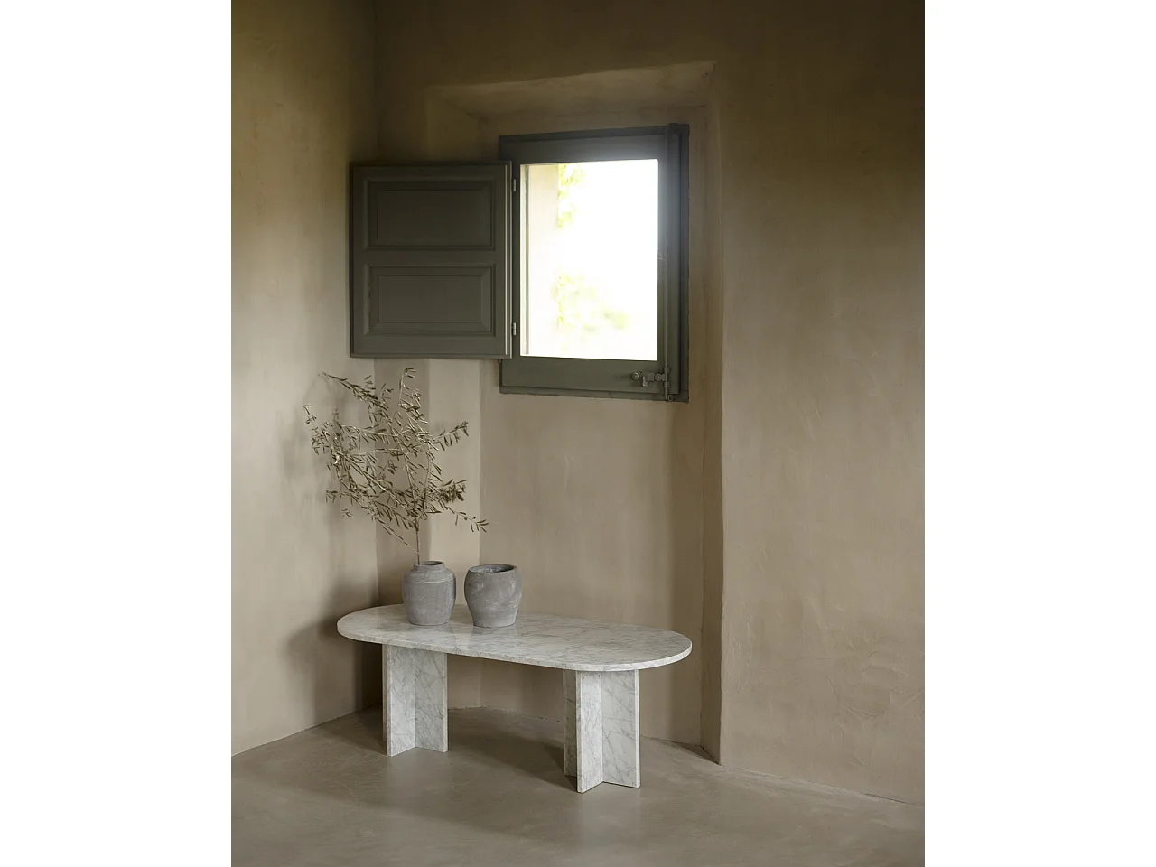 Tavolo ovale in marmo Venato 120x50cm