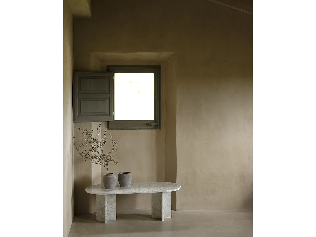 Tavolo ovale in marmo Venato 120x50cm