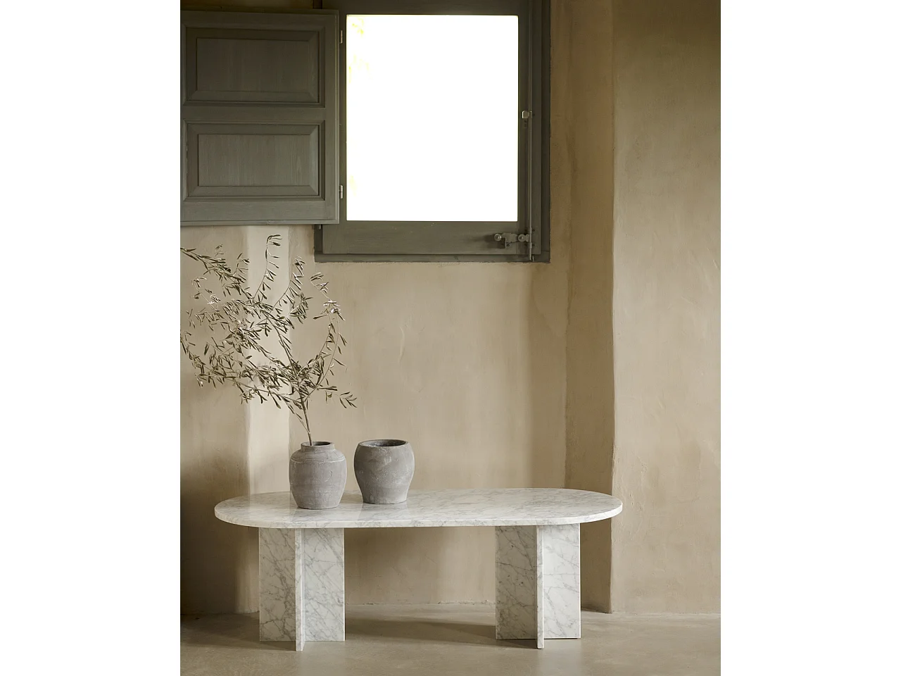 Tavolo ovale in marmo Venato 120x50cm