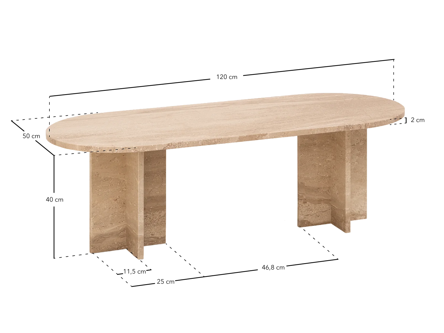 Mesa de centro de mármol DECOWOOD de 120x50cm - TOSCANA - DECOWOOD