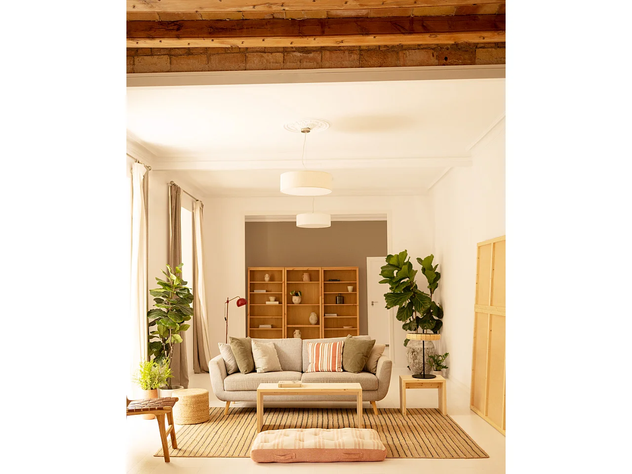 Tavolo basso rettangolare in legno massello in tono naturale 109,4x45cm - TELVA - DECOWOOD