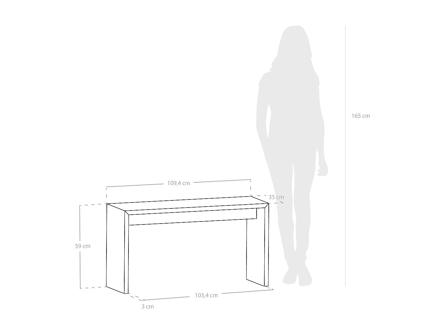Tavolo basso rettangolare in legno massello in tono naturale 109,4x45cm - TELVA - DECOWOOD