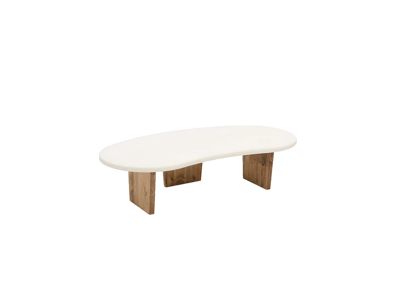 Table basse en microciment avec pieds en bois vieilli 120x30cm - BIMBA - DECOWOOD