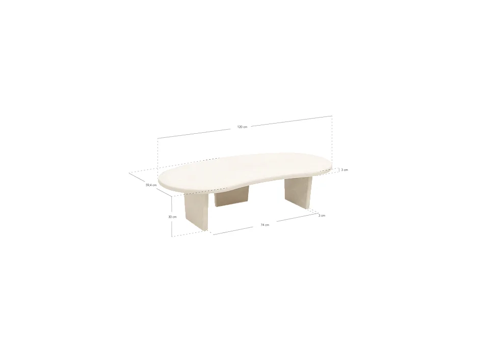 Table basse en microciment avec pieds en bois vieilli 120x30cm - BIMBA - DECOWOOD